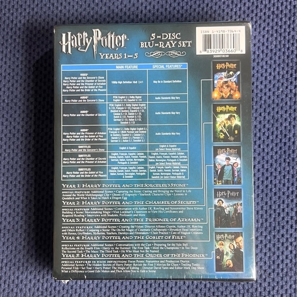 Harry Potter Years 1-5 Factory Sealed Blu-Ray 5-Disc Set - Picture 2 of 2